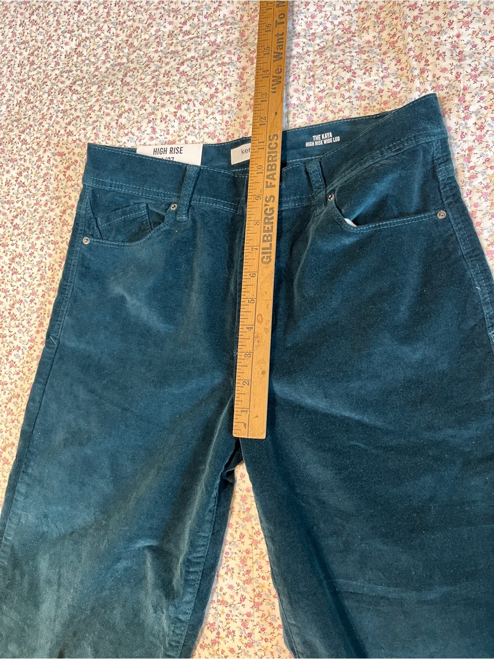 Teal Corduroy Wide Leg Pants. Size 4 - Picture 4 of 7